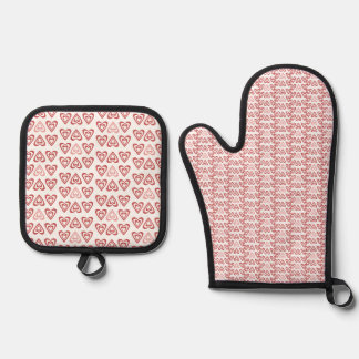 Süße Valentinstag-Herzen – Liebe & Romantik-Design Ofenhandschuh & Topflappen-Set