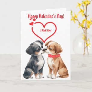 süße Valentinstag-Hunde gefaltete Grußkarte Karte