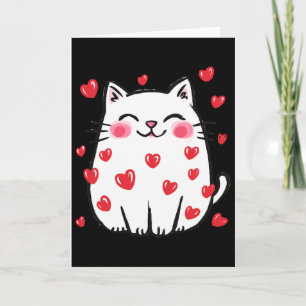 Süße Valentinstag-Katze Rote Herzen Katzenliebhabe Karte