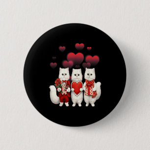 Süße Valentinstag-Katzen halten Herzen Romantische Button