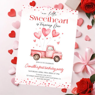 Süße valentinstag-LKW Mädchen-Geburtstag Einladung
