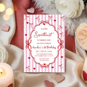 Süße Valentinstag Mädchen 1. Geburtstag Einladung