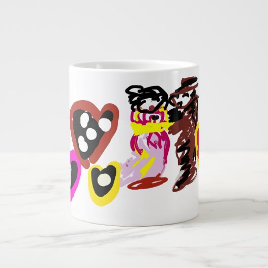 Süße Valentinstag-Puppen Jumbo-Tasse (Vorderseite)