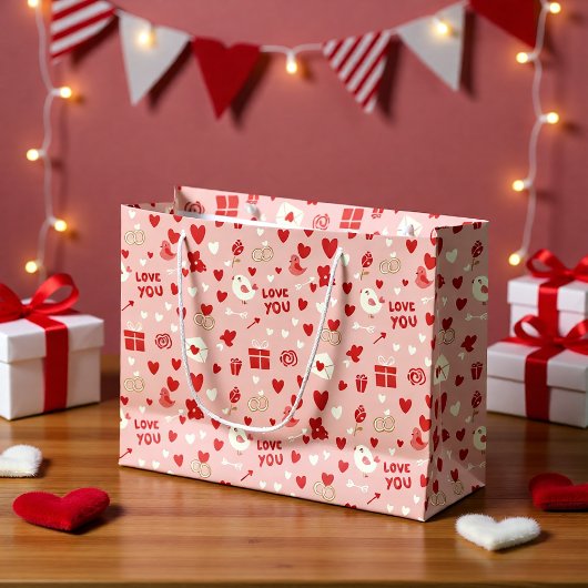 Süße Valentinstag-Rosatöne-Geschenktasche Große Geschenktüte