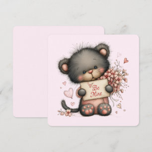 Süße Valentinstag-Teddybär-Illustration mit Herzen Mitteilungskarte