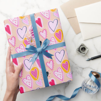 Süße Valentinstag- und Geburtstags-Herzen-Doodle R Geschenkpapier