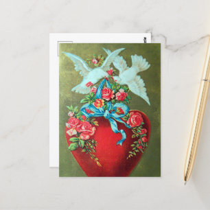 süße Valentinstag Vintage Vögel Postkarte