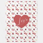 Süße Valentinstagsdecke mit einem roten Herzen Fleecedecke (Vorderseite)