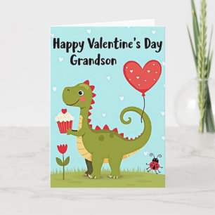 Süße Valentinstagskarte für den Enkel mit Dinosaur Karte