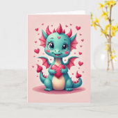 Süße Valentinstagskarte mit Drache Karte (Gelbe Blume)