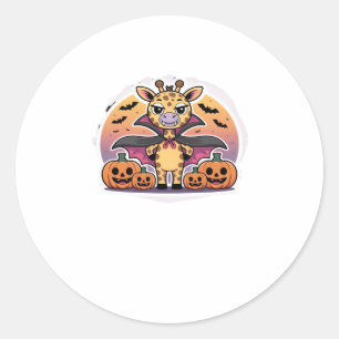 Süße Vampir-Giraffe Halloween � Lustige Gruselige Runder Aufkleber