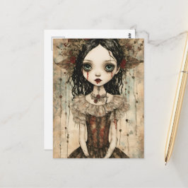 Süße Vampirpuppe Mixed Media Postkarte