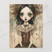 Süße Vampirpuppe Mixed Media Postkarte (Vorderseite)