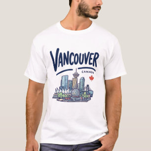 Süße Vancouver BC Kanada Bunte Skyline Stadt T-Shirt