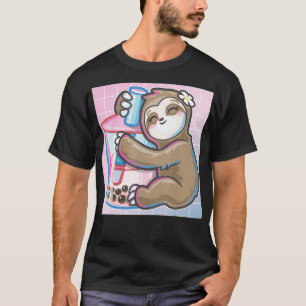 Süße Vaporwave-Kunst kawaii umarmt Faultier Boba-M T-Shirt