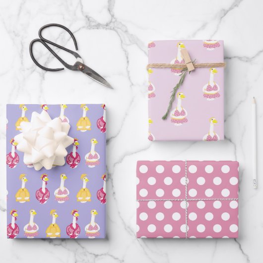 Süße Verandagans-Kleidung Geschenkpapier Set (Vorderseite)