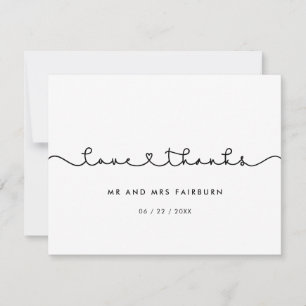 Süße verbindende Herzschrift Hochzeit Liebe & Dank Dankeskarte