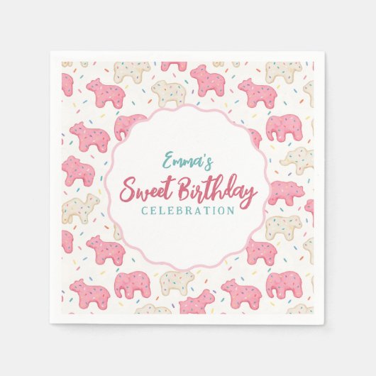 Süße veredelte Tierkekse Geburtstag Serviette (Vorderseite)