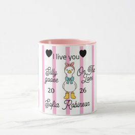 Süße verrückte Gans rosa Streifen personalisierte Tasse