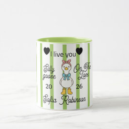 Süße verrückte Gans rosa Streifen personalisierte Tasse