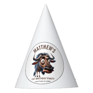 Süße verrückte Gnu-Bauernhof-Thema 1. Geburtstag Partyhütchen