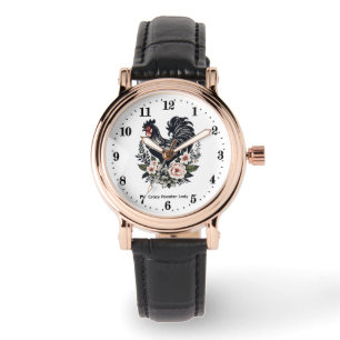 Süße verrückte Hahn-Dame anpassbar Armbanduhr