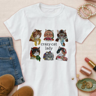 Süße verrückte Katzenlady – Lustiger Katzenliebhab T-Shirt