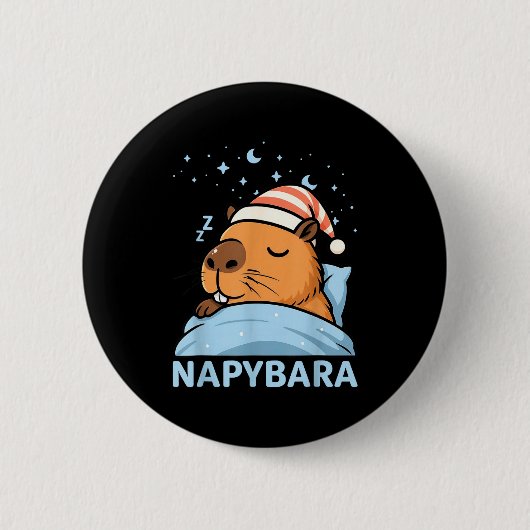 Süße verschlafene Capybara lustige Napybara Pyjama Button (Vorderseite)