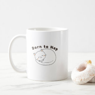 Süße verschlafene Katze „Zum Schlafen geboren“ Lin Kaffeetasse