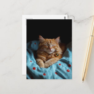 Süße verschlafene rote Katze  Postkarte