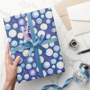 Süße, verspielte blaue weiße Wasserfarben-Blasen-S Geschenkpapier