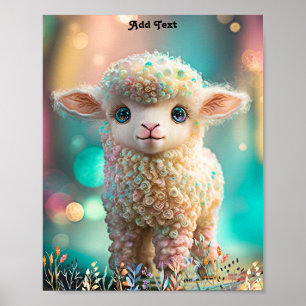 Süße verspielte bunte Baby Lamm Tier Wandkunst Poster