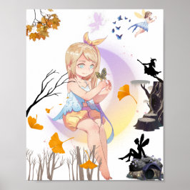 Süße, verspielte Feen-Mädchen-Natur-Fantasy-Art-Po Poster