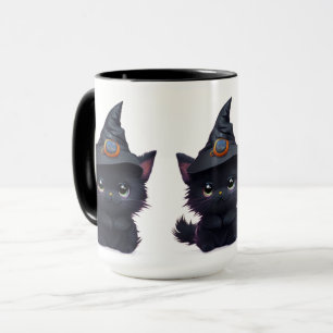 Süße, verspielte Halloween-Schwarze-Katze Tasse