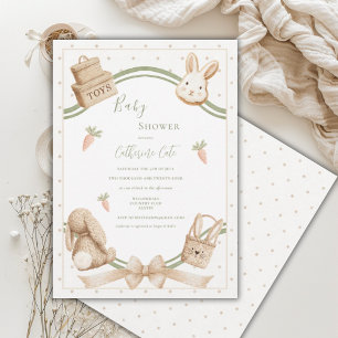 Süße verspielte Hase Vintage rustikale Babyparty Einladung