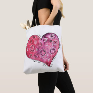 Süße verspielte Herz-Doodle Tasche