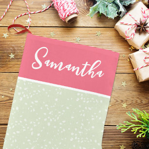 Süße verspielte Kalligrafie-Schrift Rosa Grün Kleiner Weihnachtsstrumpf