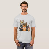 Süße verspielte Katzen T-Shirt (Vorne ganz)
