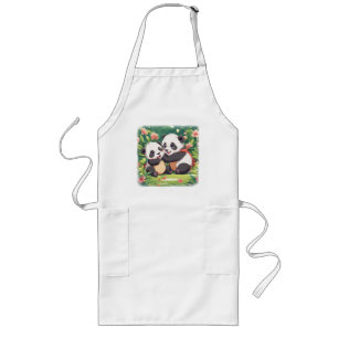 Süße verspielte kleine Pandas - Anime-Stil Lange Schürze