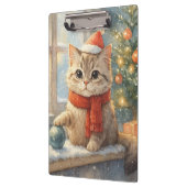 Süße verspielte Weihnachtskatze Klemmbrett (Links)