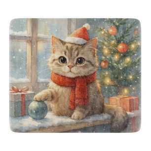 Süße verspielte Weihnachtskatze Schneidebrett