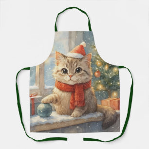 Süße verspielte Weihnachtskatze Schürze