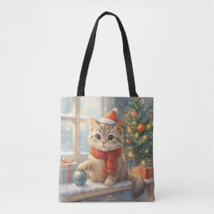 Süße verspielte Weihnachtskatze Tasche
