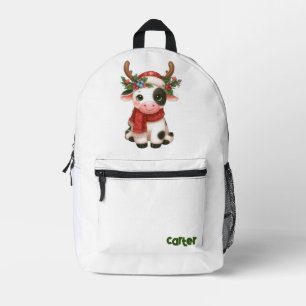 süße/verspielte Weihnachtskuh Bedruckter Rucksack