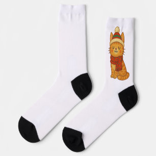 Süße verspielte Winter-/Weihnachtskatze Socken