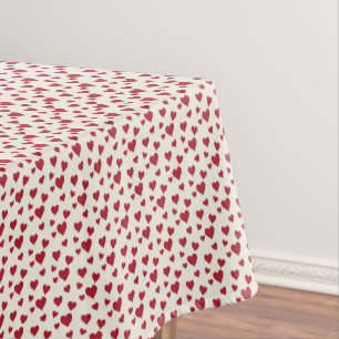 Süße verstreute Herzen - Creme & Rot Tischdecke