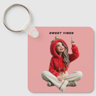 Süße Vibes Erdbeeren Hoodie Charakter Schlüsselanh Schlüsselanhänger