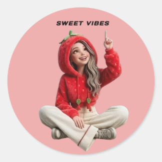 Süße Vibes Erdbeeren Hoodie Charakter Sticker