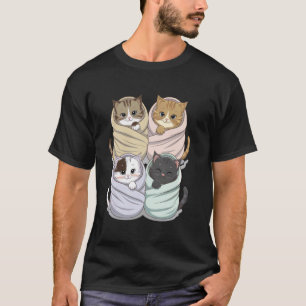 Süße vier Katzen wickeln lustige eingewickelte Bab T-Shirt