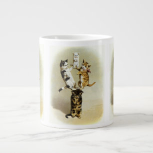 Süße viktorianische Katzen und Kätzchen beim Spiel Jumbo-Tasse